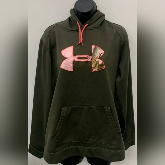 Under Armour Semi Fitted ColdGear Storm Hunter Green Camo Hoodie Sweater Size XL - Picture 1 of 4